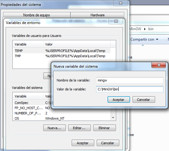 Crear nueva variable del sistema