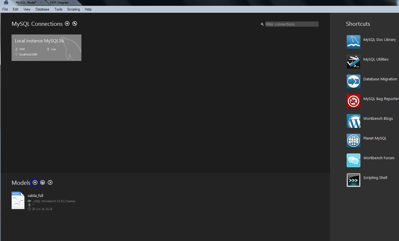 New Model en MySQL WorkBench