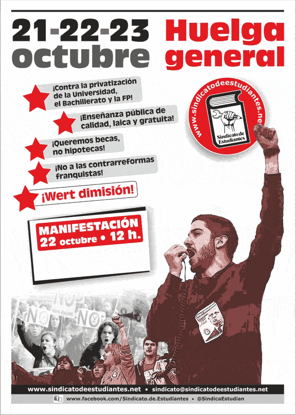 Cartel de huelga de estudiantes octubre 2014