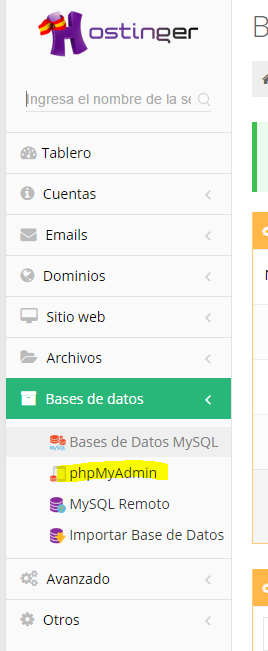 Creación de nueva base de datos