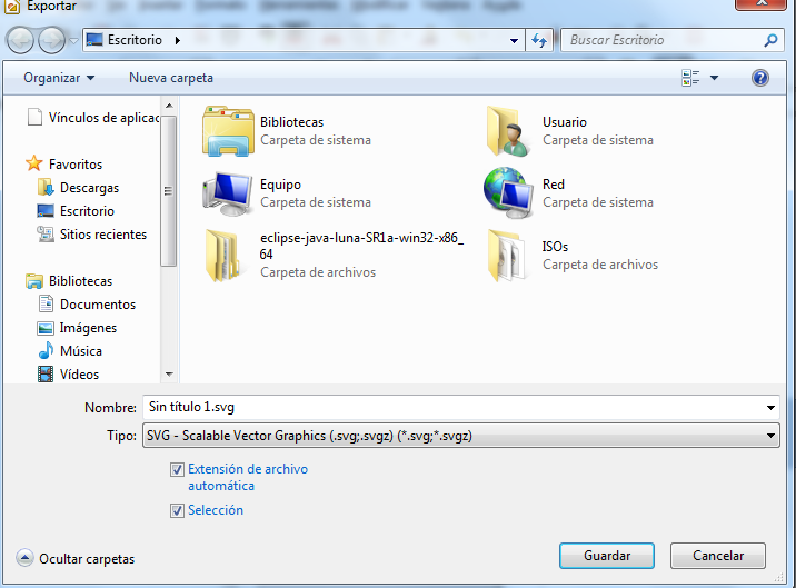 Diálogo de exportación