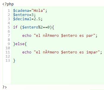 Ejemplo de arrays en PHP