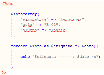 Ejemplo de foreach en PHP