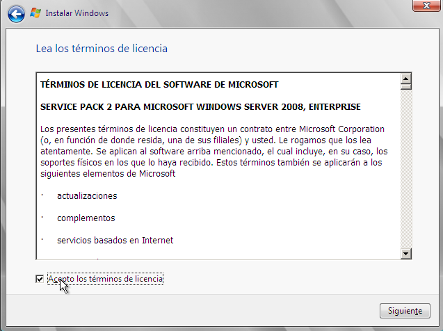 Aceptación de licencia