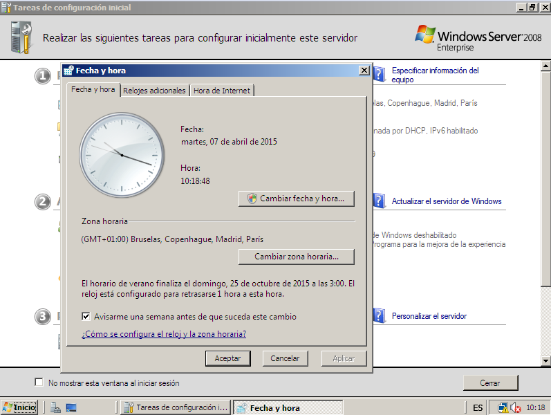 Configuración de zona horaria