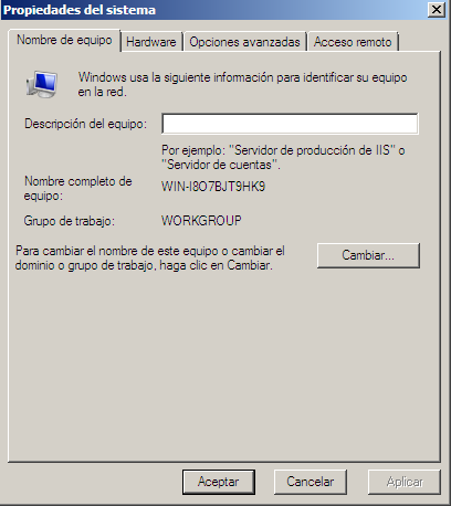 Cambiar nombre de equipo