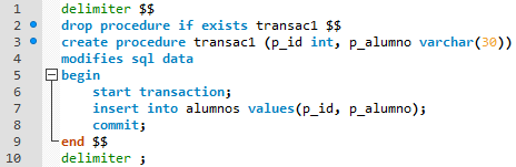 Ejemplo sencillo de transacción