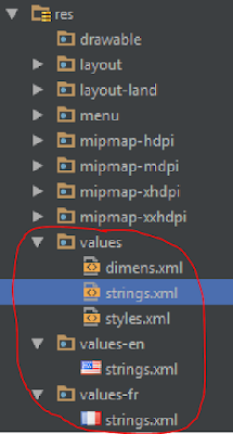 Estructura de carpetas de recursos por idioma