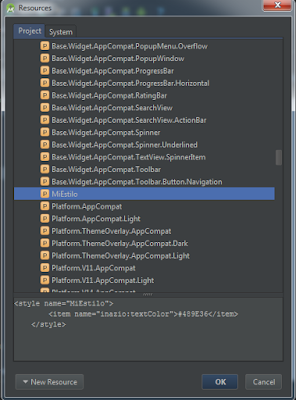 Seleccionar elemento en el editor