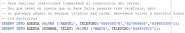 Varrays en Oracle - consultas