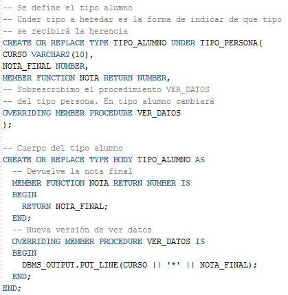 Herencia de tipos - inserción en subtipos